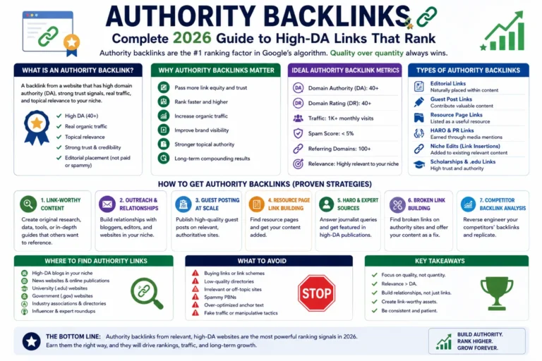 AUTHORITY BACKLINKS Complete 2026 Guide to High-DA Links That Rank