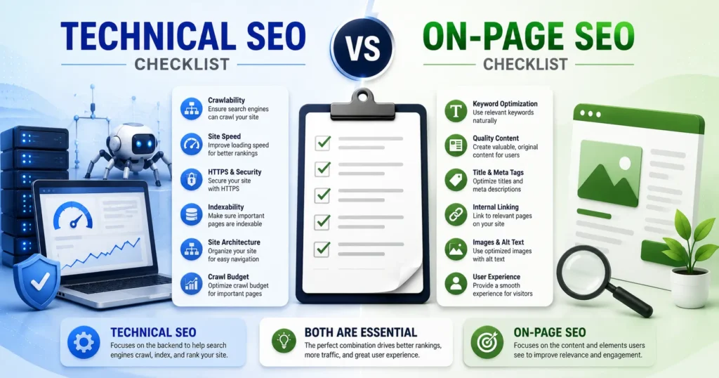 Technical SEO vs On-Page SEO Checklist