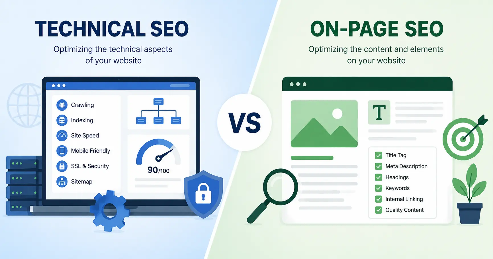 technical seo vs on-page seo